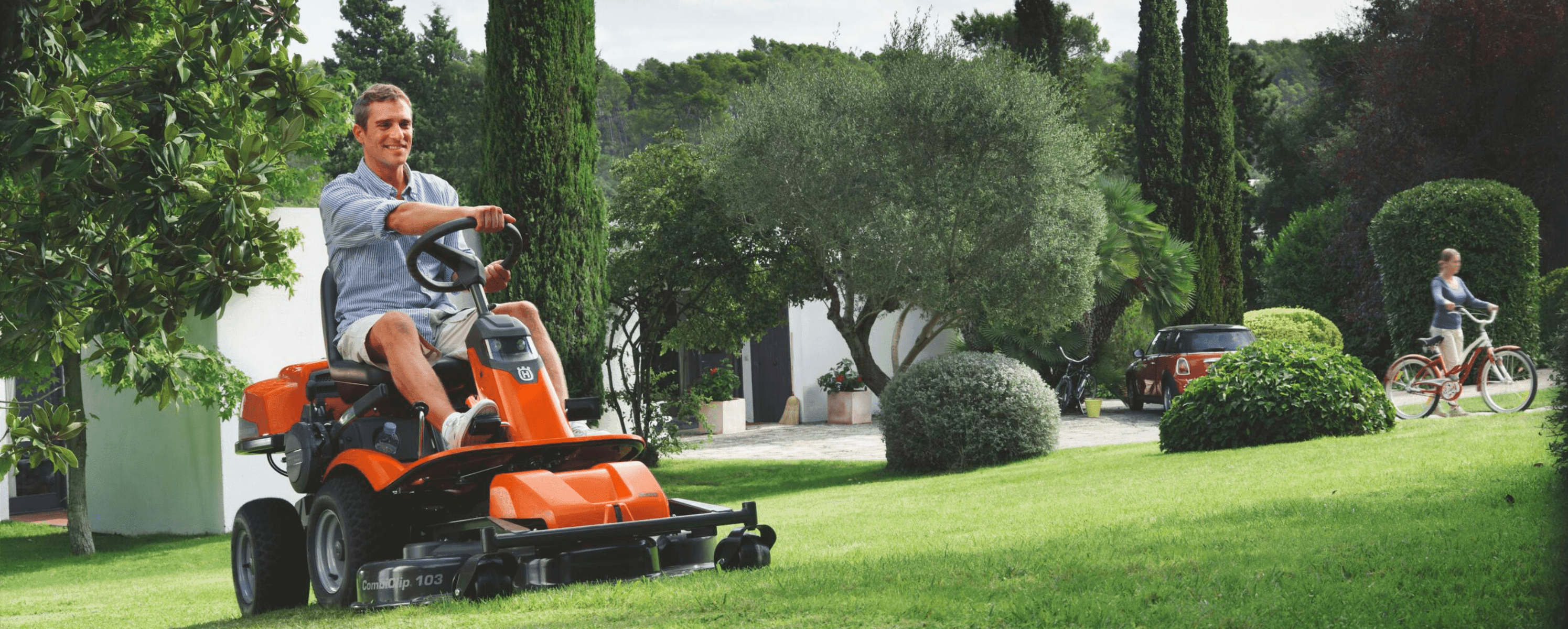 ride on lawn mowing garden yard